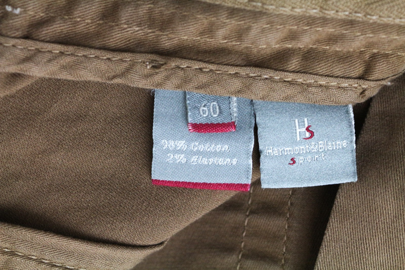 HARMONT & BLAINE Men's Trousers 60 Brown Slim Cotton Stretch Narrow Fit