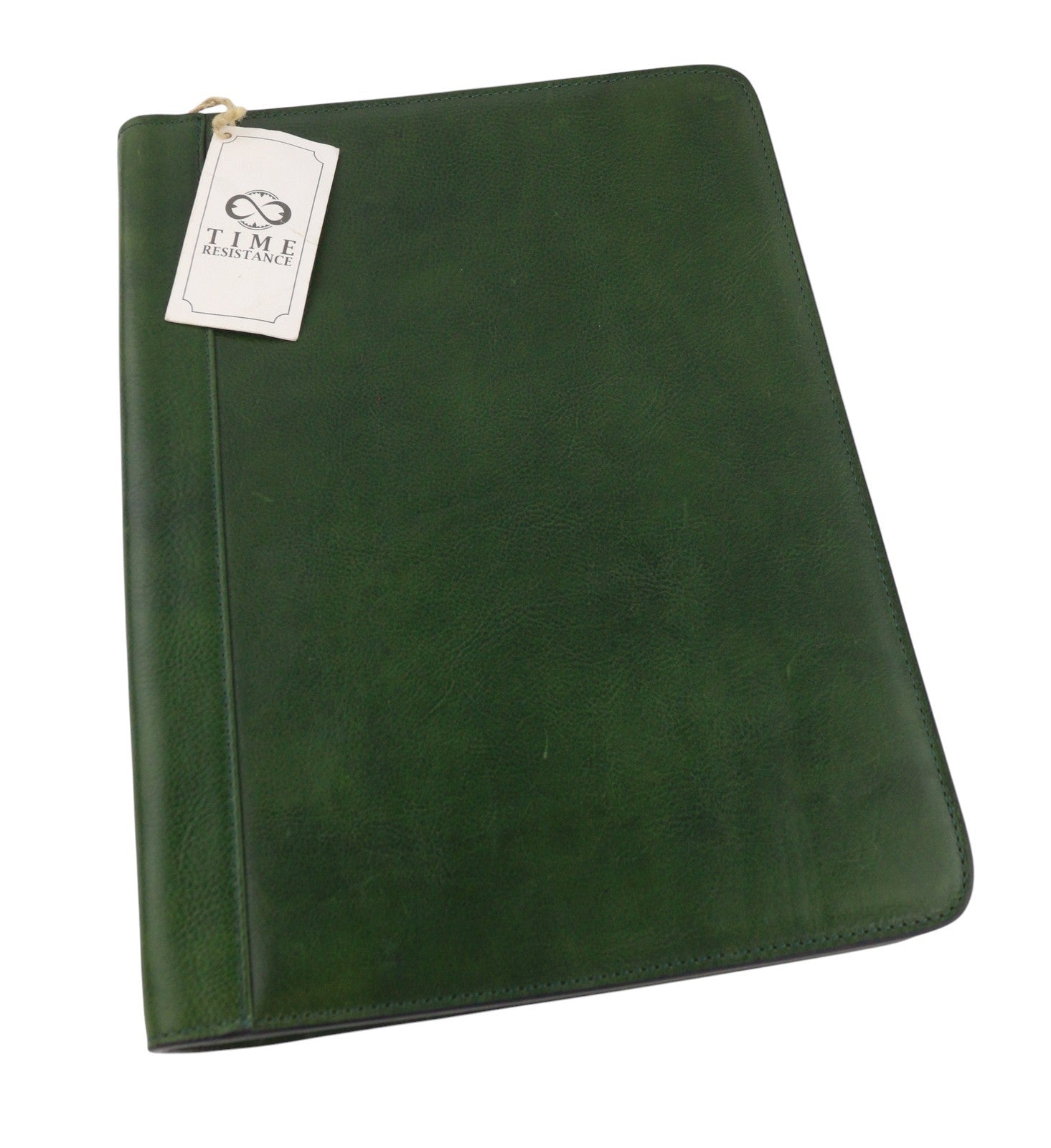 TIME RESISTANCE Candide Men A4 Documents Folder Organizer Green Leather RRP160