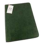 TIME RESISTANCE Candide Men A4 Documents Folder Organizer Green Leather RRP160