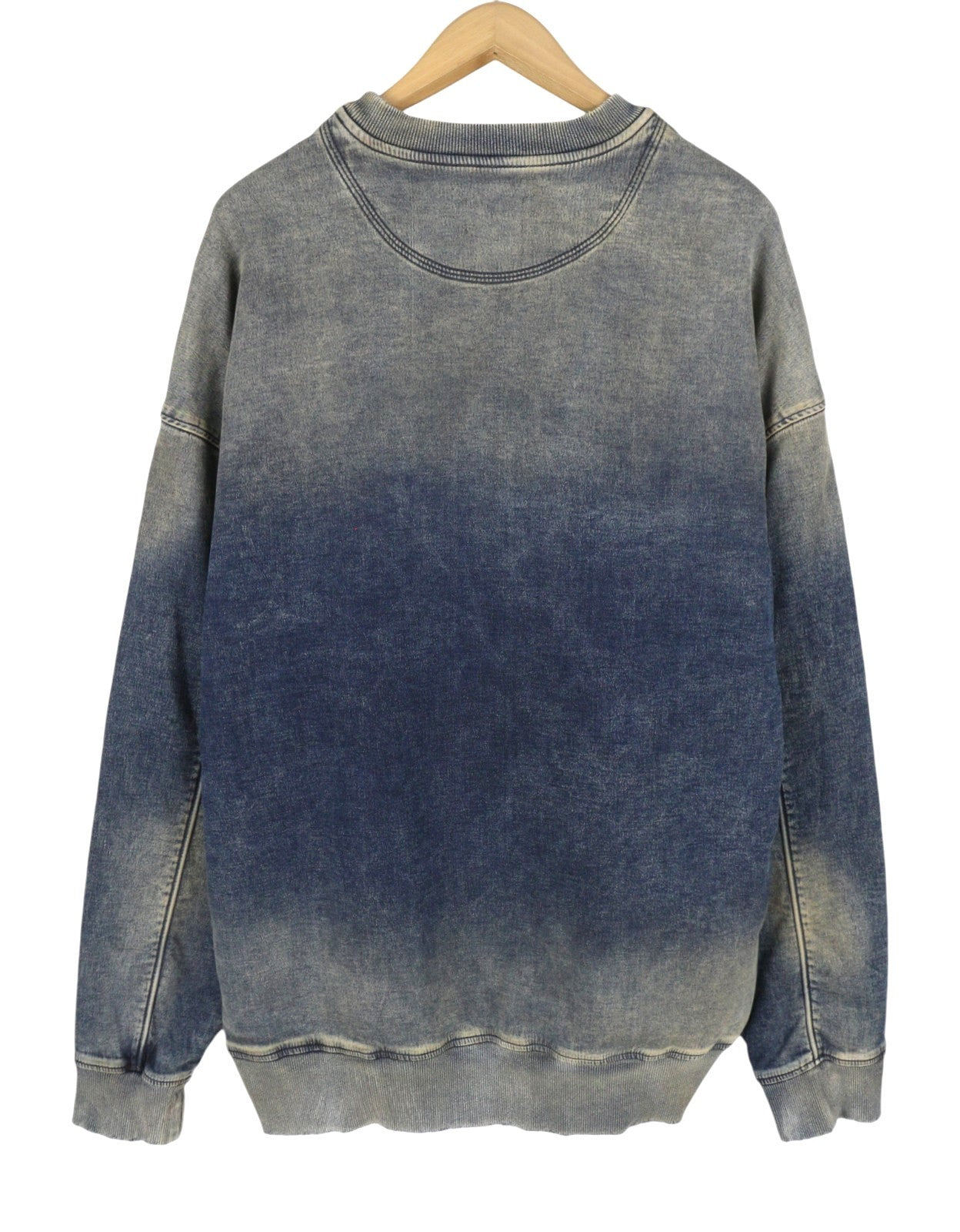 DIESEL D-Krib-Ne Men Sweatshirt XL Blue Faded Aged Look Distress RRP350