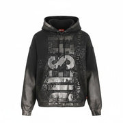 DIESEL S-Boxt-Hood-Q6 Men Hoodie XL Black Metallic Shiny Relaxed Fit RRP395
