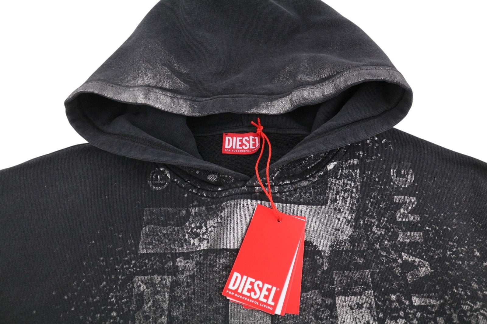 DIESEL S-Boxt-Hood-Q6 Men Hoodie XL Black Metallic Shiny Relaxed Fit RRP395