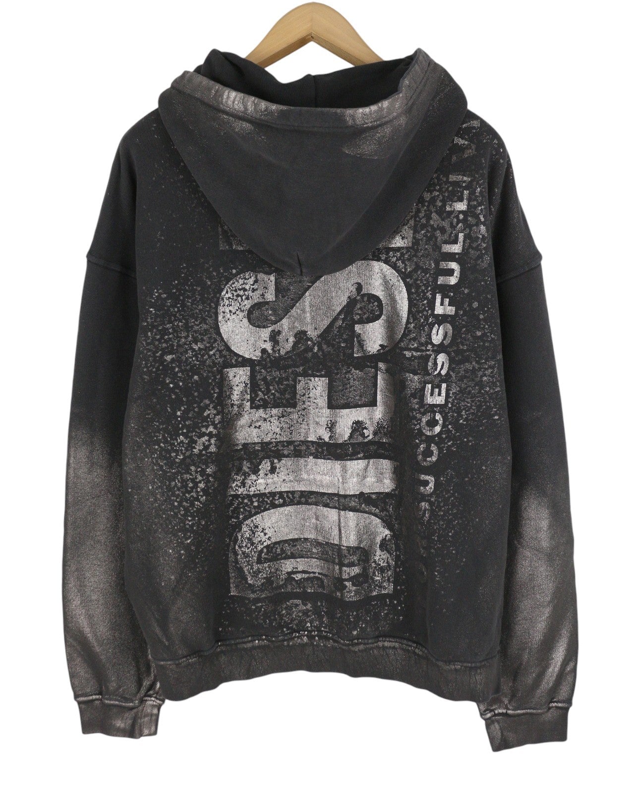 DIESEL S-Boxt-Hood-Q6 Men Hoodie L Black Metallic Shiny Relaxed Fit RRP395