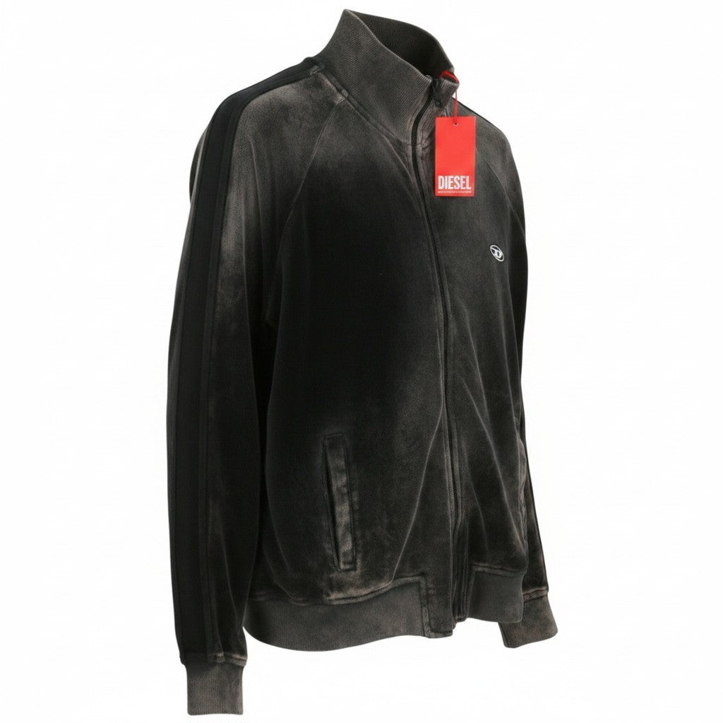 DIESEL S-Raband Men Sweatshirt L Black Faded Full Zip Track Top RRP325