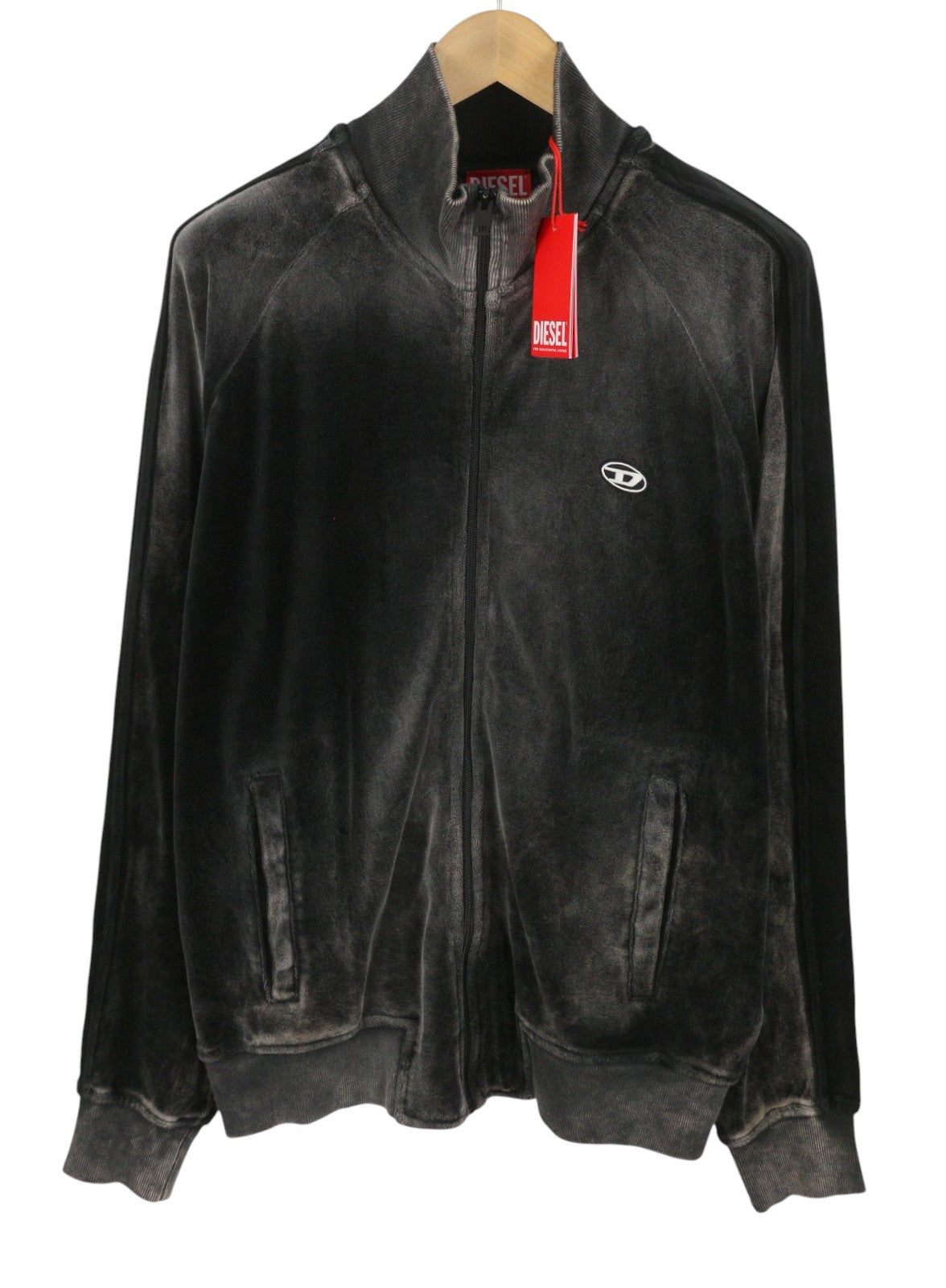 DIESEL S-Raband Men Sweatshirt L Black Faded Full Zip Track Top RRP325
