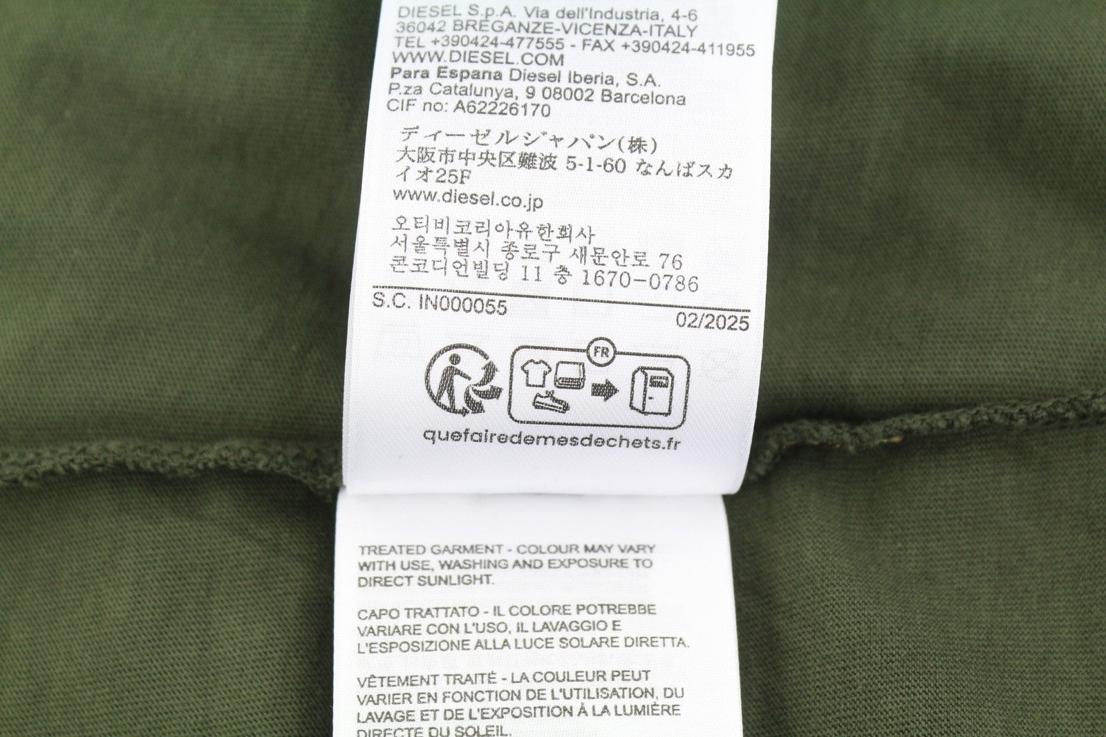 DIESEL T-Wash-Out Men T-Shirt XL Green Faded Tricot Oversized Short Sleeved