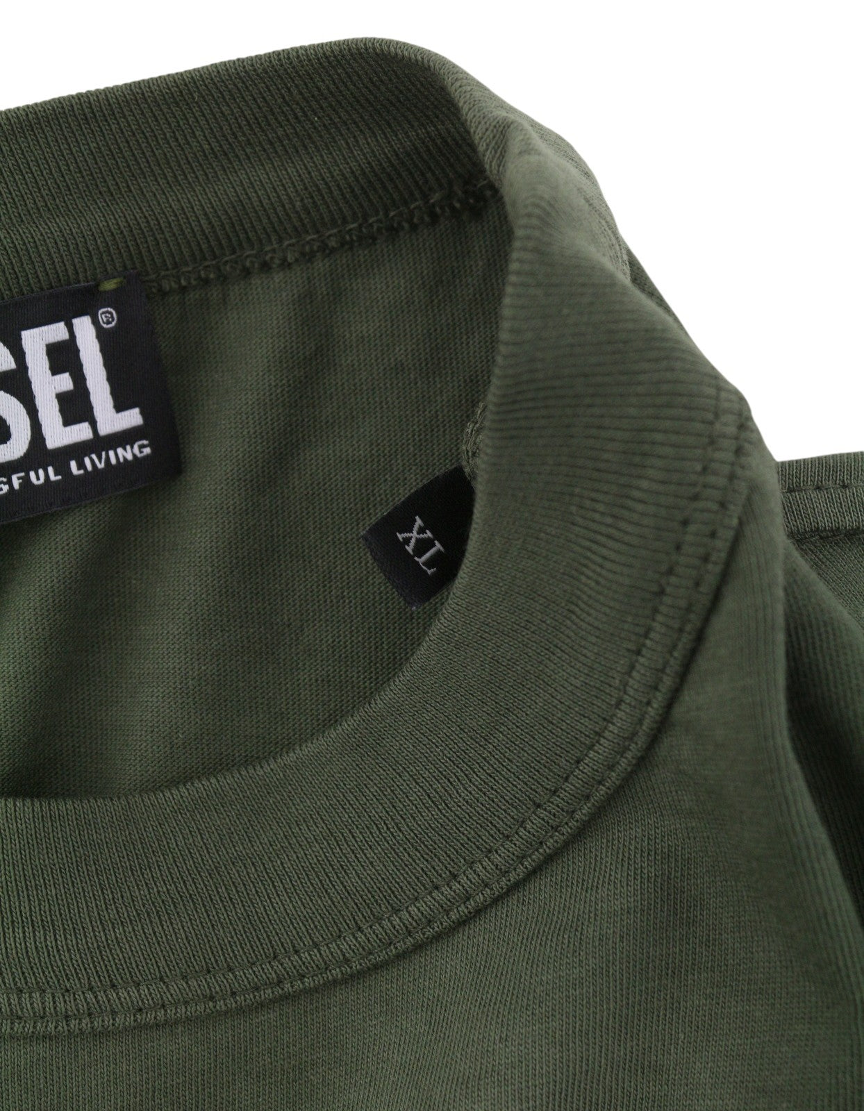 DIESEL T-Wash-Out Men T-Shirt XL Green Faded Tricot Oversized Short Sleeved
