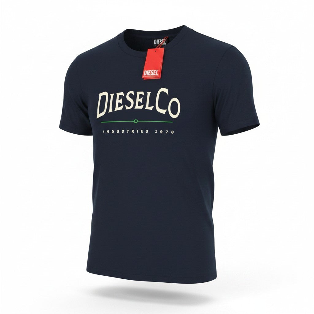 DIESEL T-Diego-Boss Men T-Shirt XL Blue Tricot Crew Neck Short Sleeved