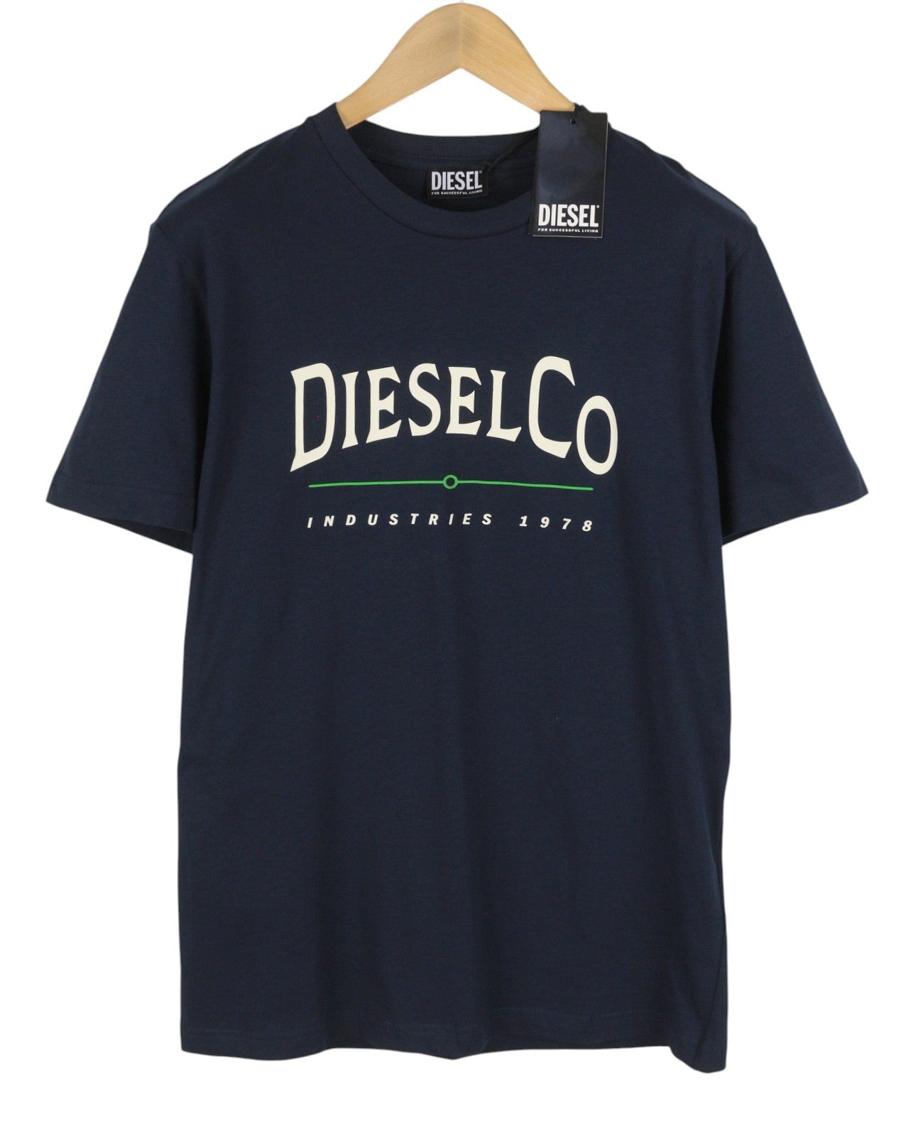 DIESEL T-Diego-Boss Men T-Shirt L Blue Tricot Crew Neck Short Sleeved