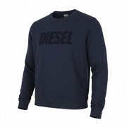 DIESEL Indigo-Out Men Sweatshirt L Blue Crew Neck Fluffy Logo Pull On RRP175