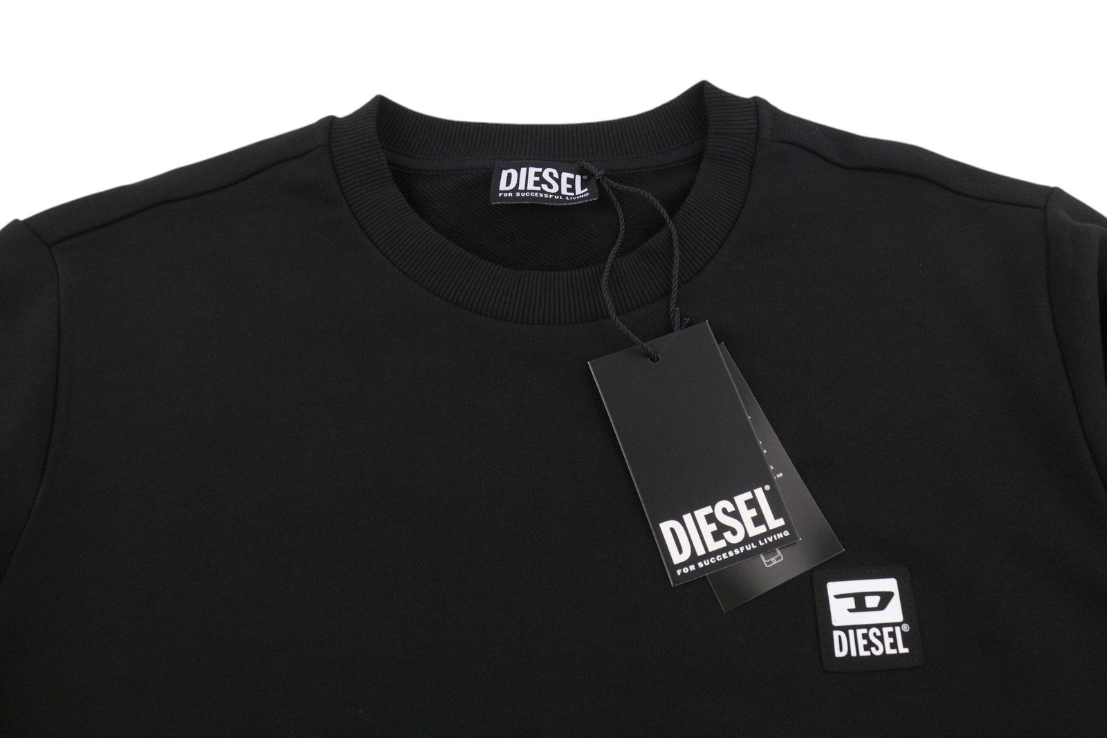 DIESEL S-Girk-K12 Men Sweatshirt M Black Crew Neck Long Sleeve Pull On