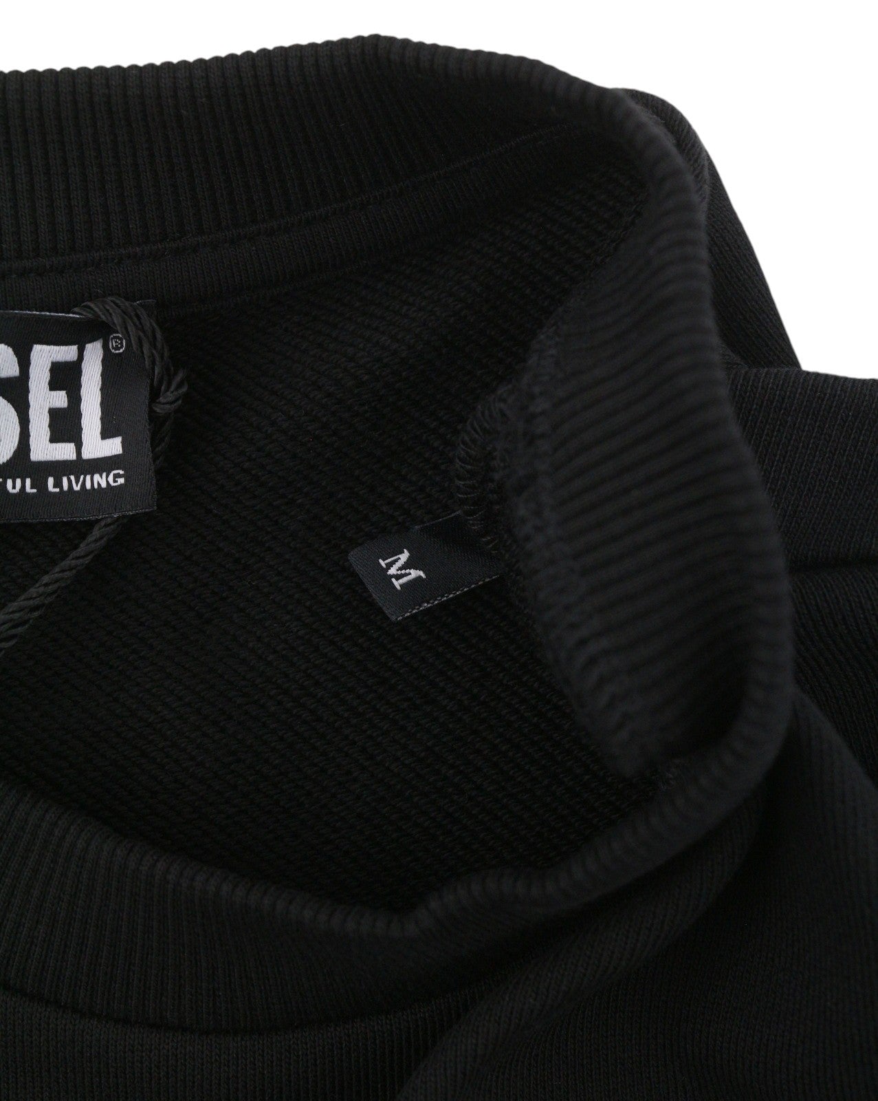 DIESEL S-Girk-K12 Men Sweatshirt M Black Crew Neck Long Sleeve Pull On
