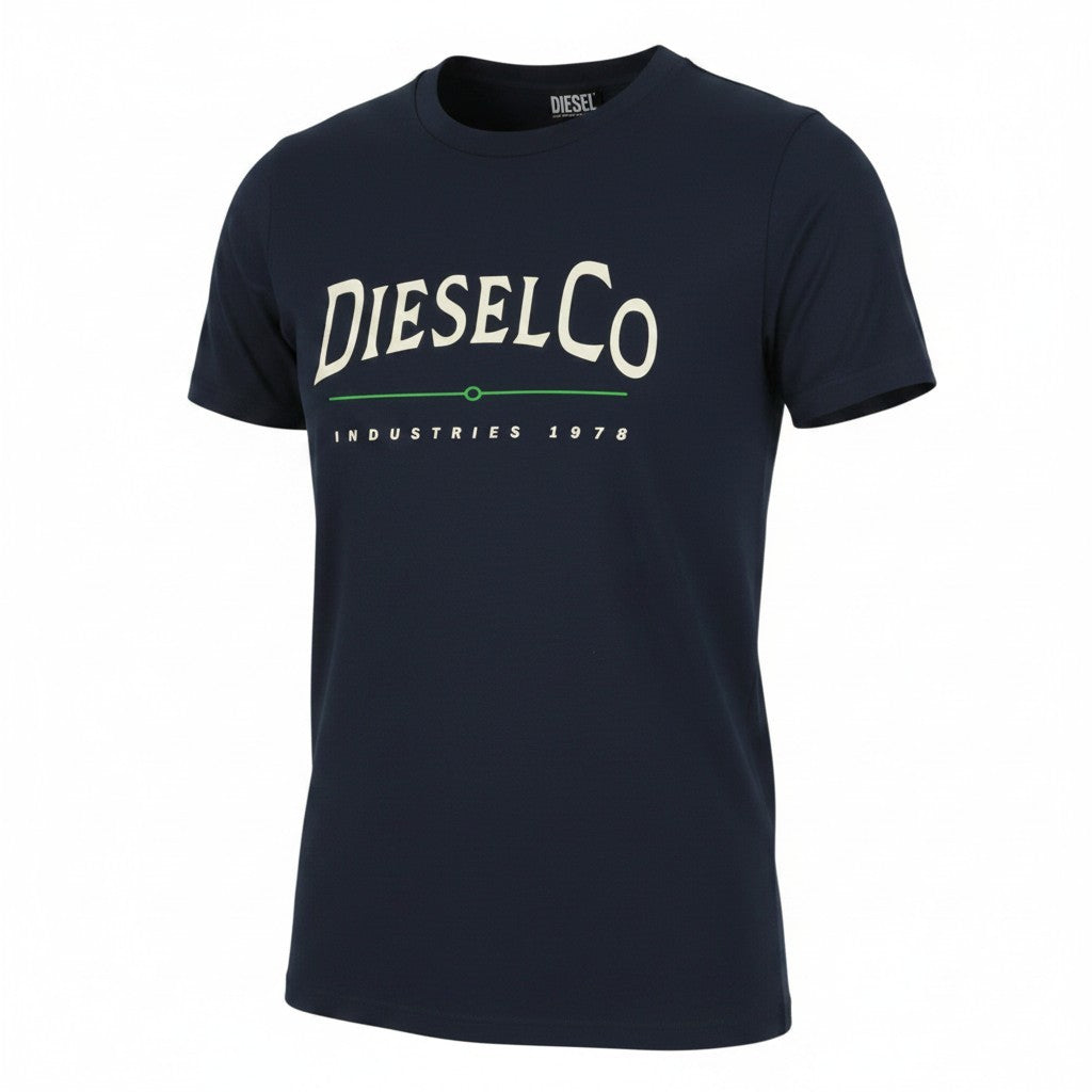 DIESEL T-Diego-Boss Men T-Shirt XL Blue Tricot Crew Collar Short Sleeved