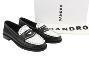 SANDRO Lypsee Women Shoes EU40 Leather Rhinestones Round Loafers RRP325