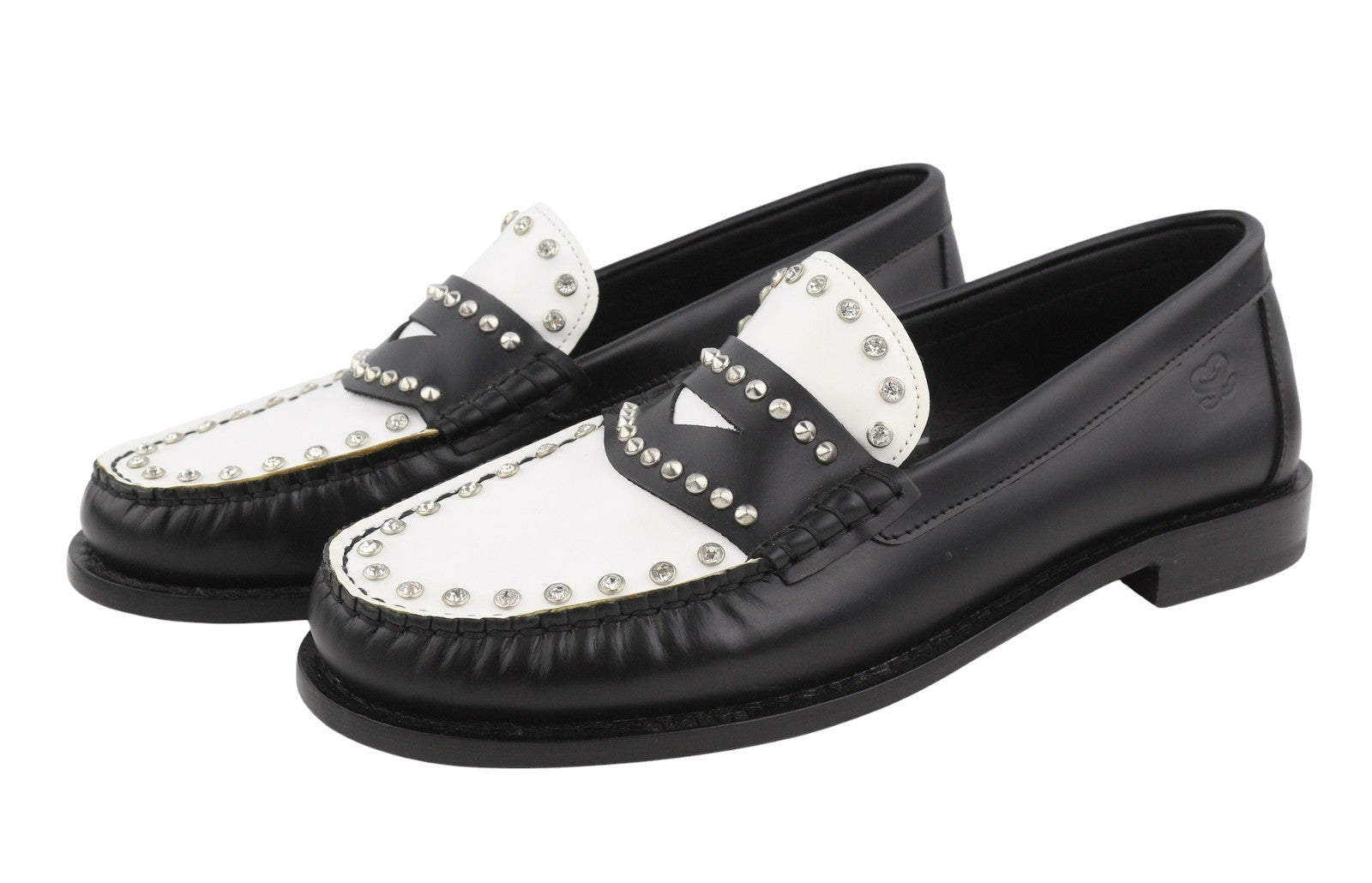 SANDRO Lypsee Women Shoes EU40 Leather Rhinestones Round Loafers RRP325