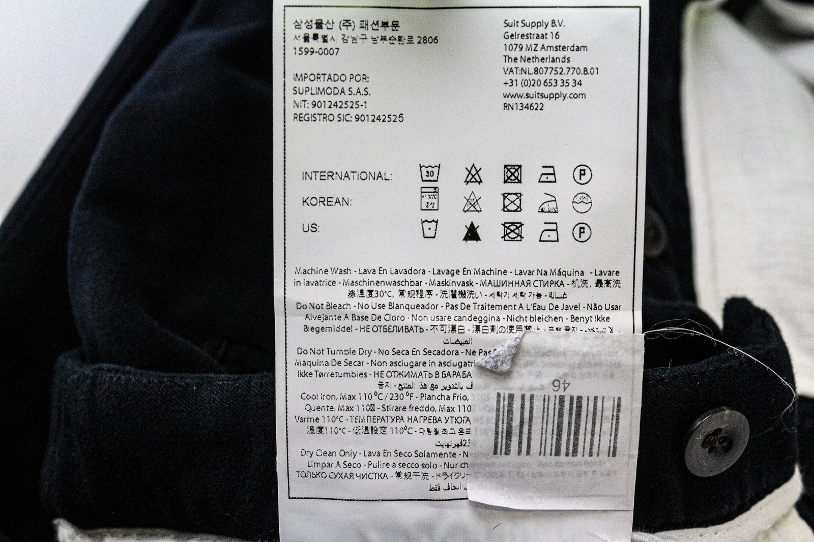 SUITSUPPLY Jort Porto Men's Pleated Trousers UK30R Navy Pure Cotton Classic