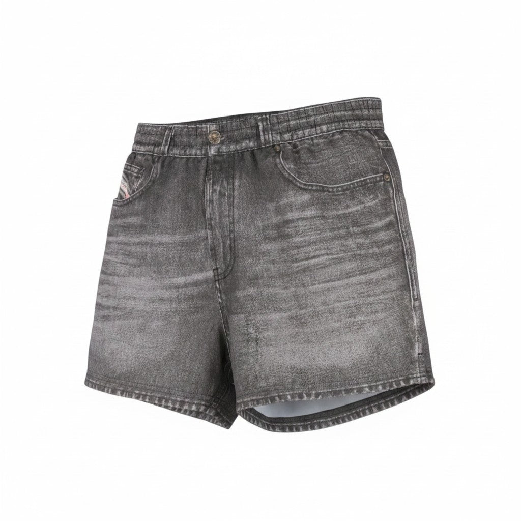 DIESEL BMBX-KEN-37 Boxers Men Swimwear L Grey Denim Effect Mesh Inner RRP125