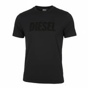 DIESEL T-Diegor-Big-Crew Men T-Shirt L Black Fluffy Logo Crew Neck Short Sleeve