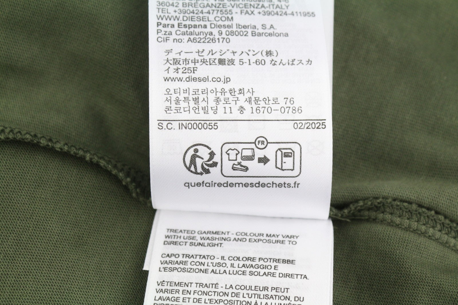 DIESEL T-Wash-Out Men T-Shirt M Green Faded Tricot Oversized Short Sleeve