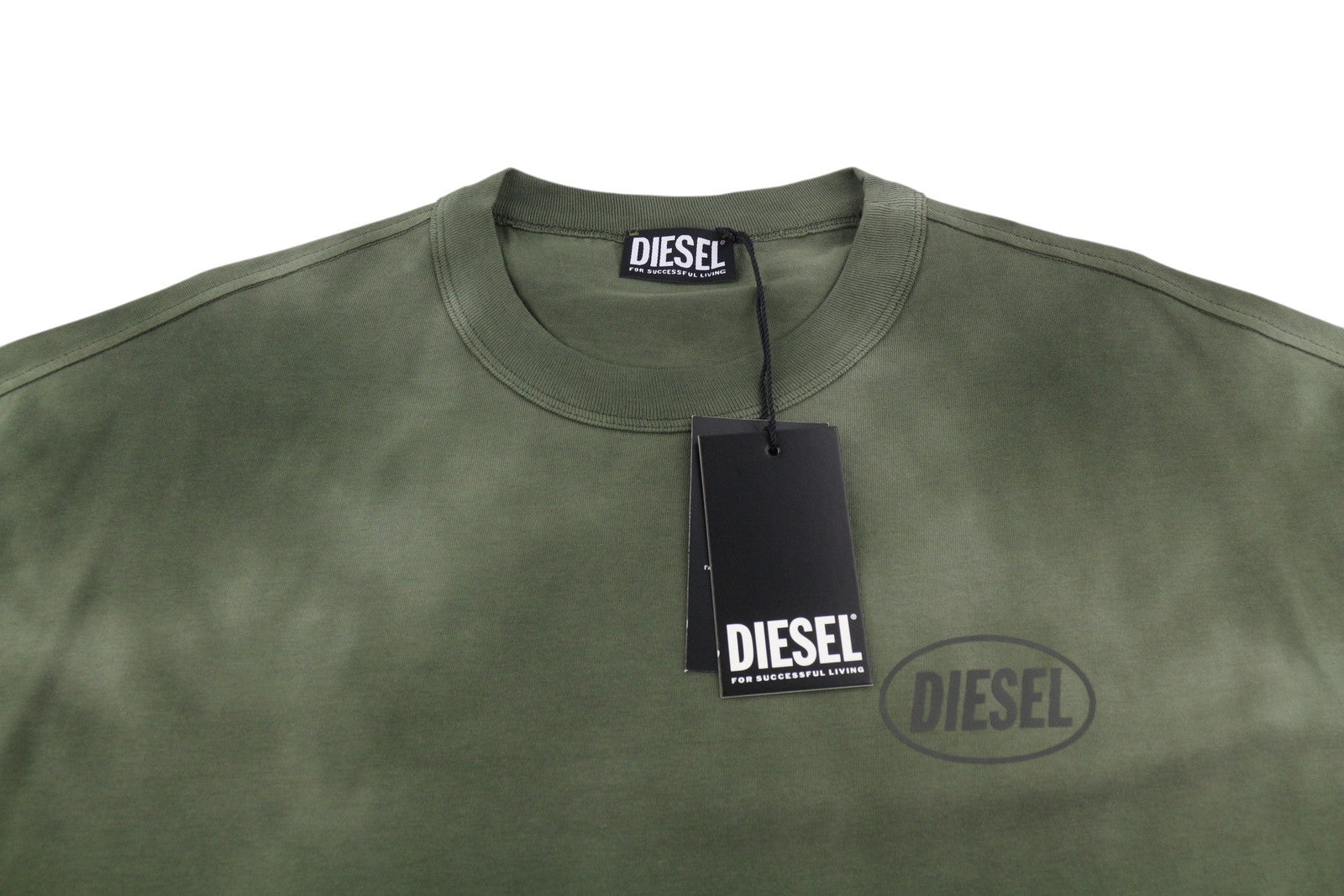 DIESEL T-Wash-Out Men T-Shirt M Green Faded Tricot Oversized Short Sleeve