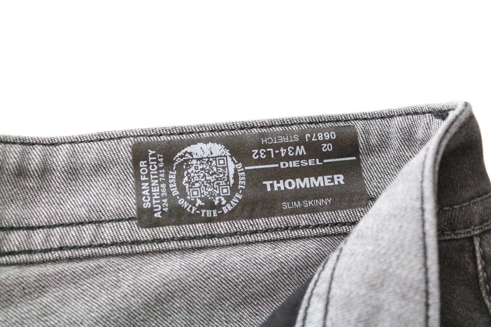 DIESEL Thommer 0687J Men's Slim Skinny Jeans W34/L32 Grey Washed Stretch Denim