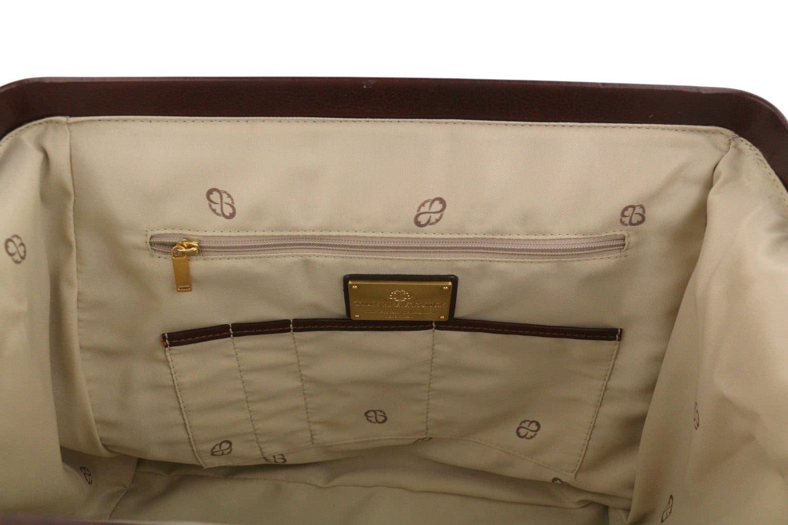 TIME RESISTANCE Men Bag OS Brown Vachetta Leather Briefcase Side Zip RRP350