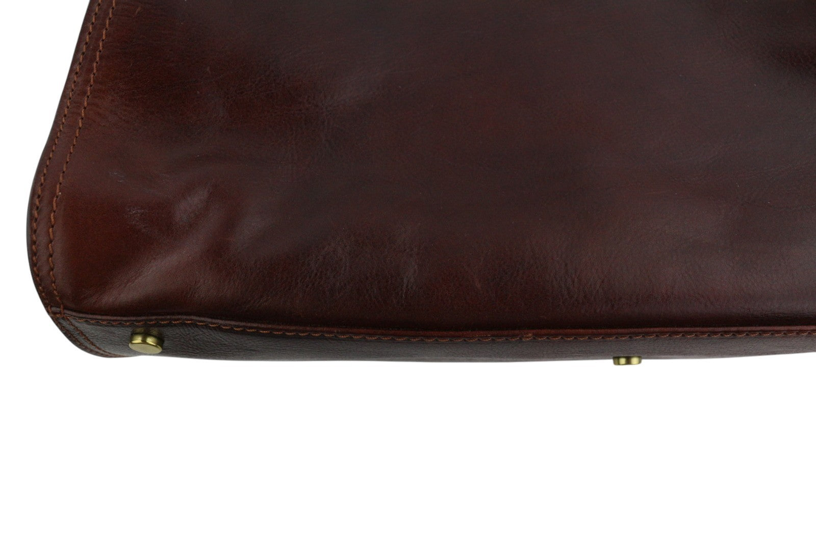 TIME RESISTANCE Men Bag OS Brown Vachetta Leather Briefcase Side Zip RRP350