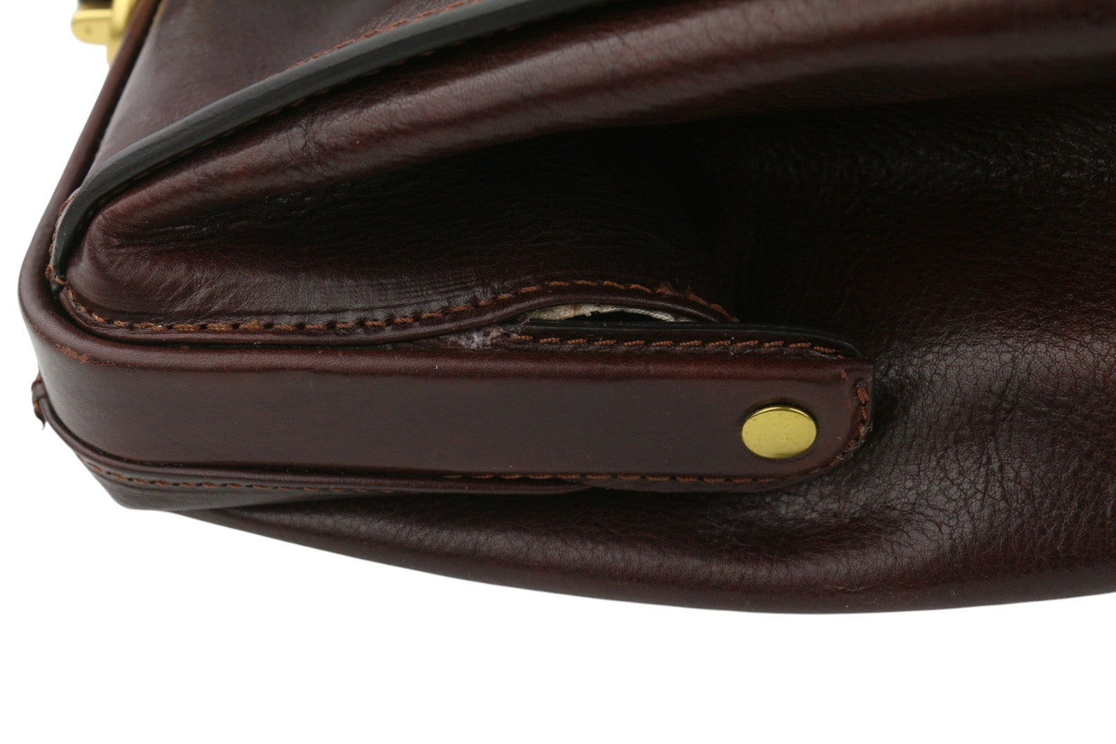 TIME RESISTANCE Men Bag OS Brown Vachetta Leather Briefcase Side Zip RRP350