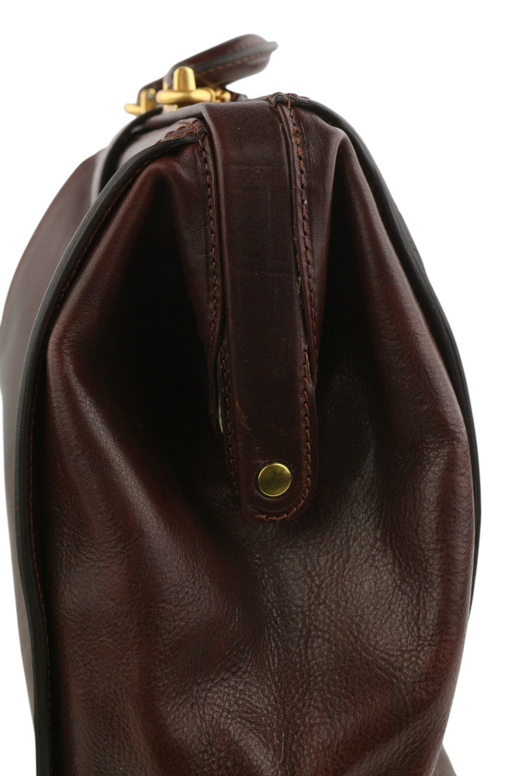 TIME RESISTANCE Men Bag OS Brown Vachetta Leather Briefcase Side Zip RRP350