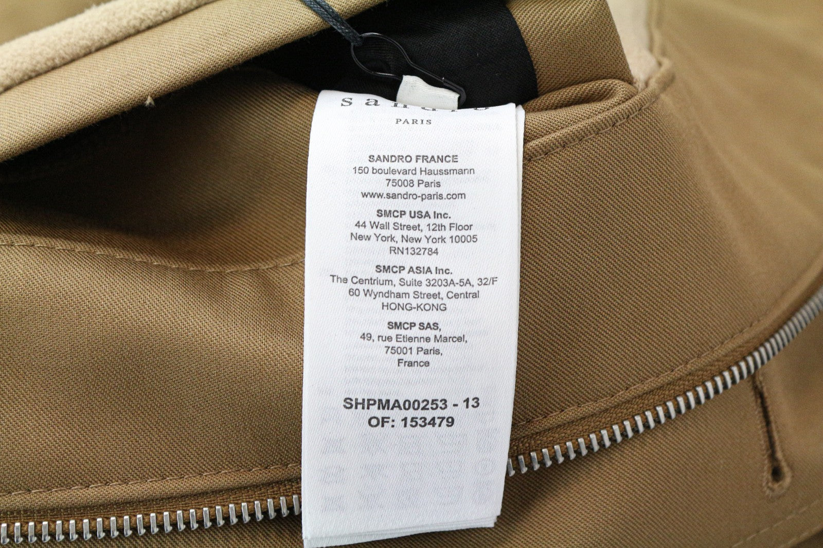 SANDRO Men Jacket 2XL Light Brown Parka Hood Classic Zip-Fly Lined Pure Cotton