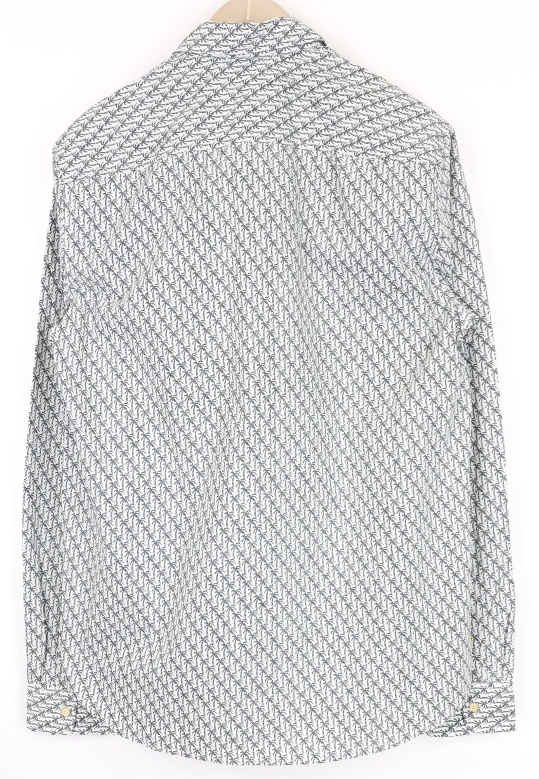 SCOTCH & SODA Ams Couture Men Shirt L White Cotton Palm Patterns Long Sleeve