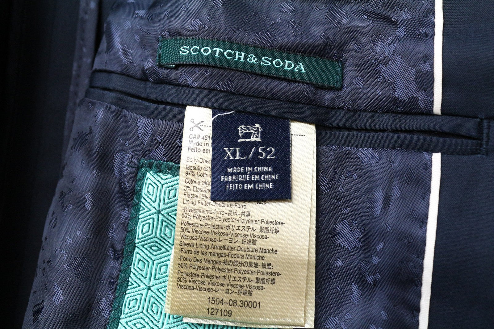 SCOTCH & SODA Ams Couture Men Blazer XL Navy Blue Cotton Stretch Single-Breasted