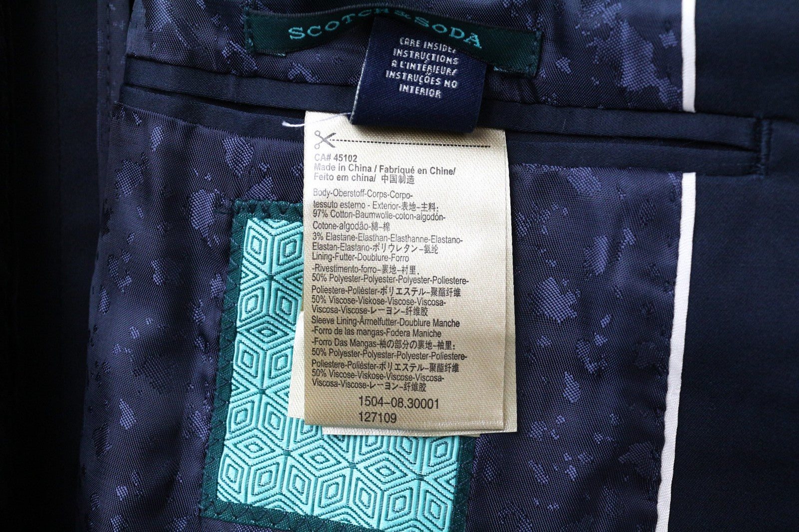 SCOTCH & SODA Ams Couture Men Blazer XL Navy Blue Cotton Stretch Single-Breasted