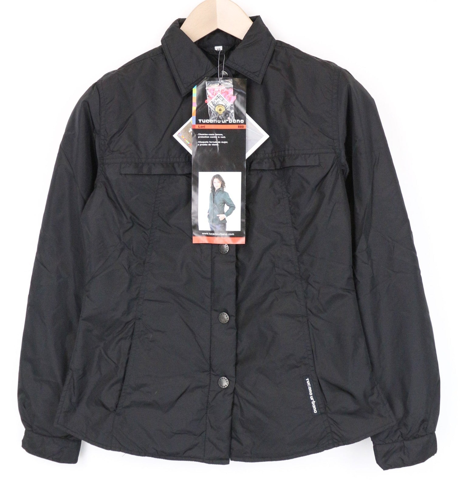 TUCANO URBANO Lori Women Jacket XS Black Windproof Lined Moto Single-Breasted