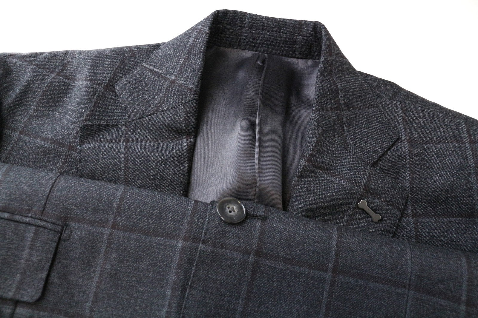 SUITSUPPLY Lazio Men's Blazer UK42 Grey Pure Wool Checked Formal Single-Breasted