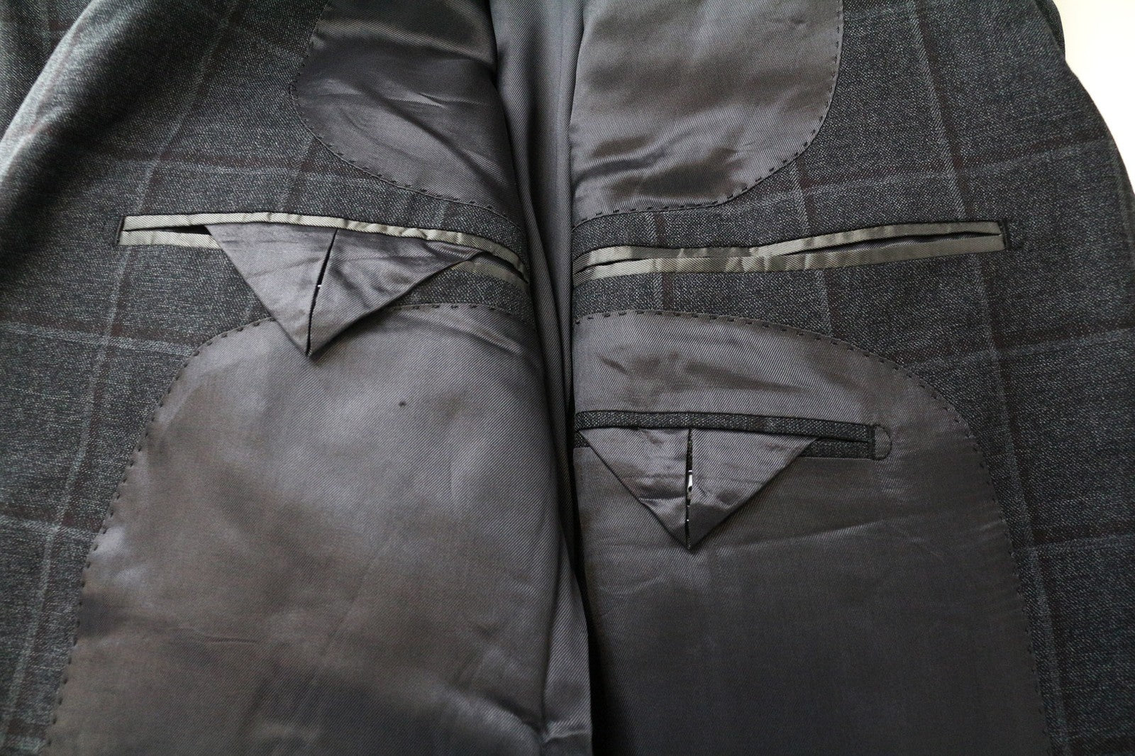 SUITSUPPLY Lazio Men's Blazer UK42 Grey Pure Wool Checked Formal Single-Breasted