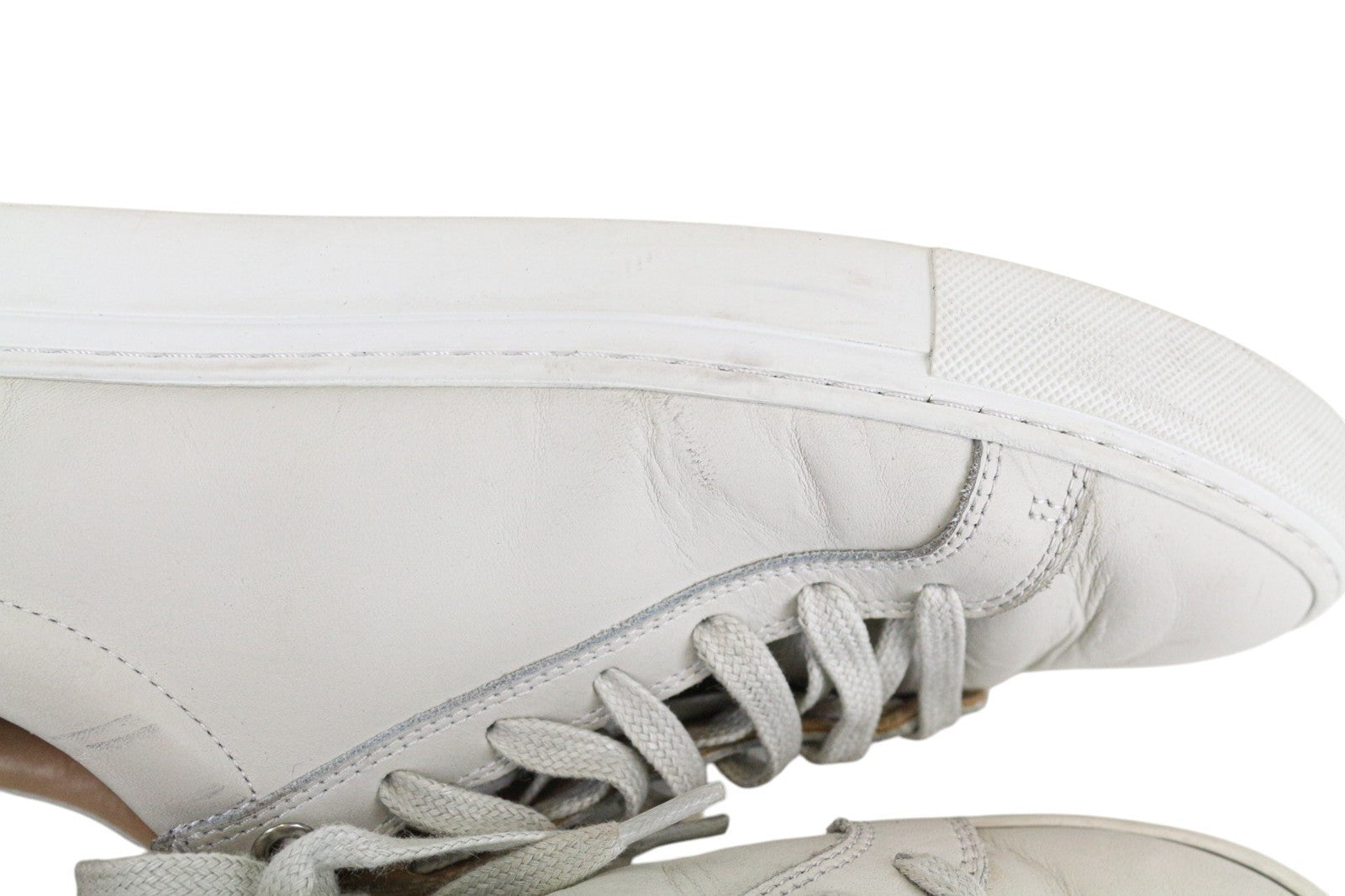 SUITSUPPLY Men Trainers EU41 Beige Greyish Leather Low-Top Casual Sneakers