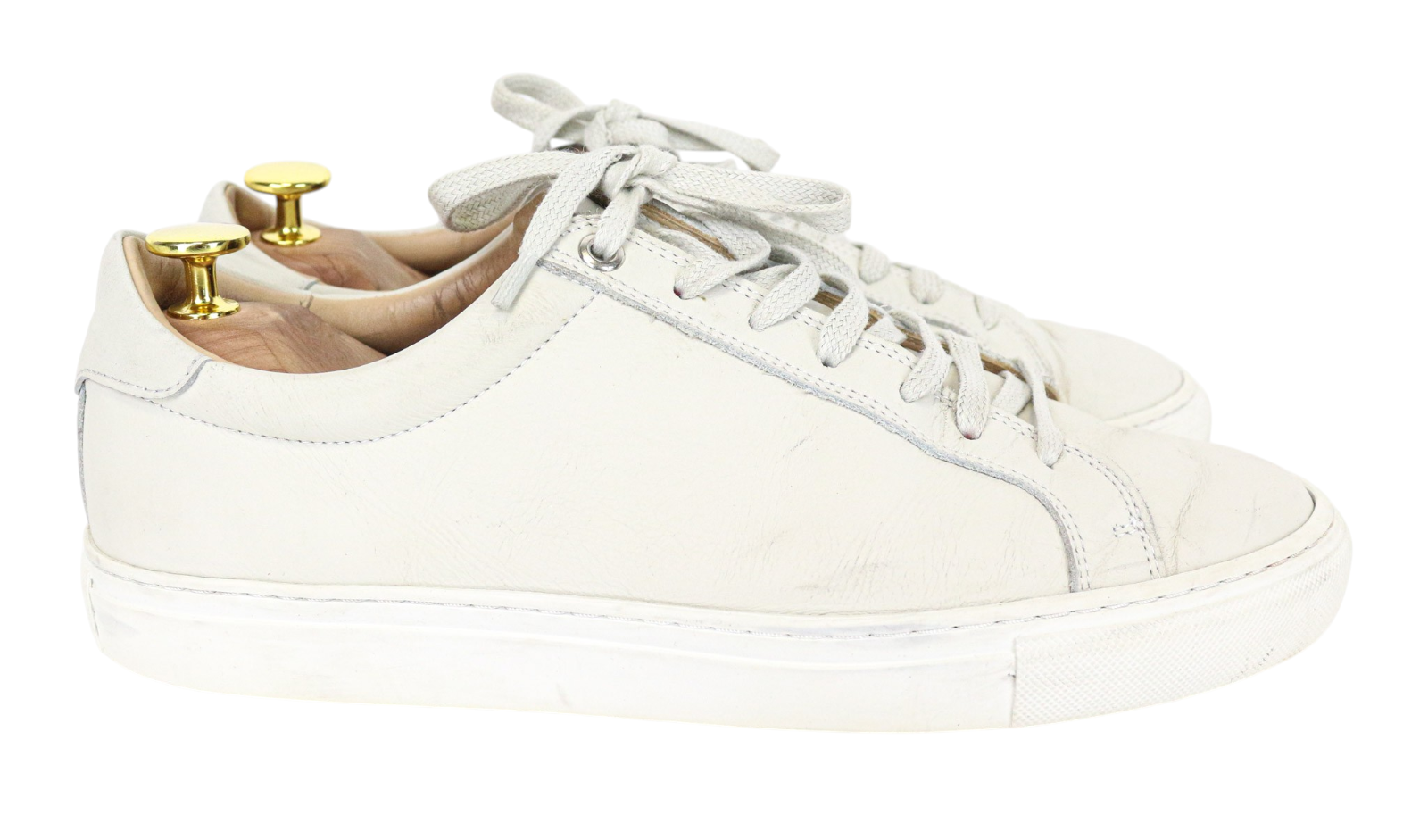 SUITSUPPLY Men Trainers EU41 Beige Greyish Leather Low-Top Casual Sneakers