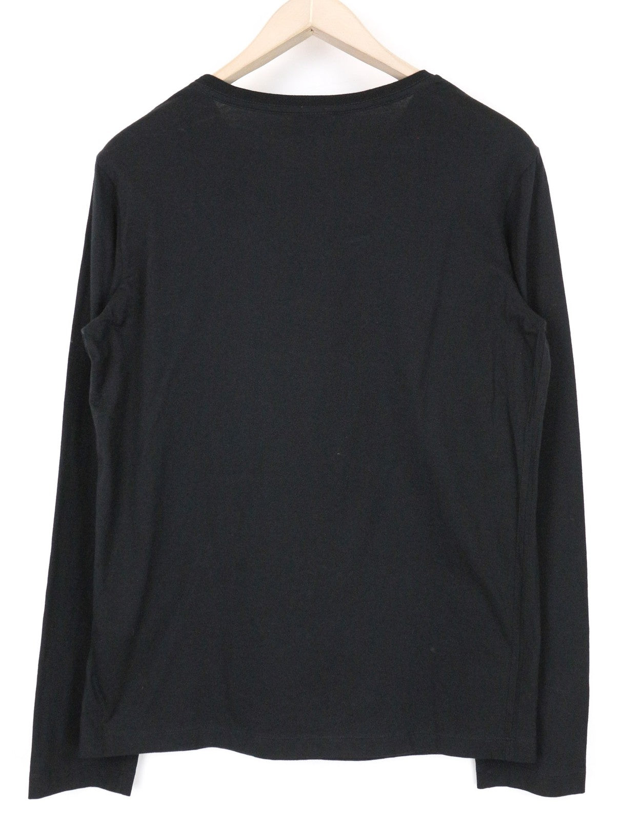 RICHMOND Men T-Shirt L Pure Cotton Black Logo Pattern Long Sleeve Pull On