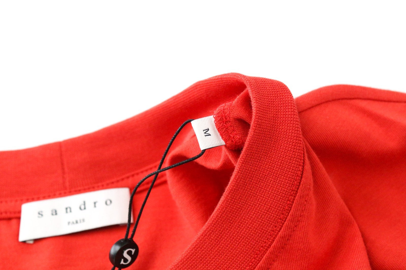 SANDRO Men T-Shirt M Pure Cotton Red Logo Short Sleeved Pull On