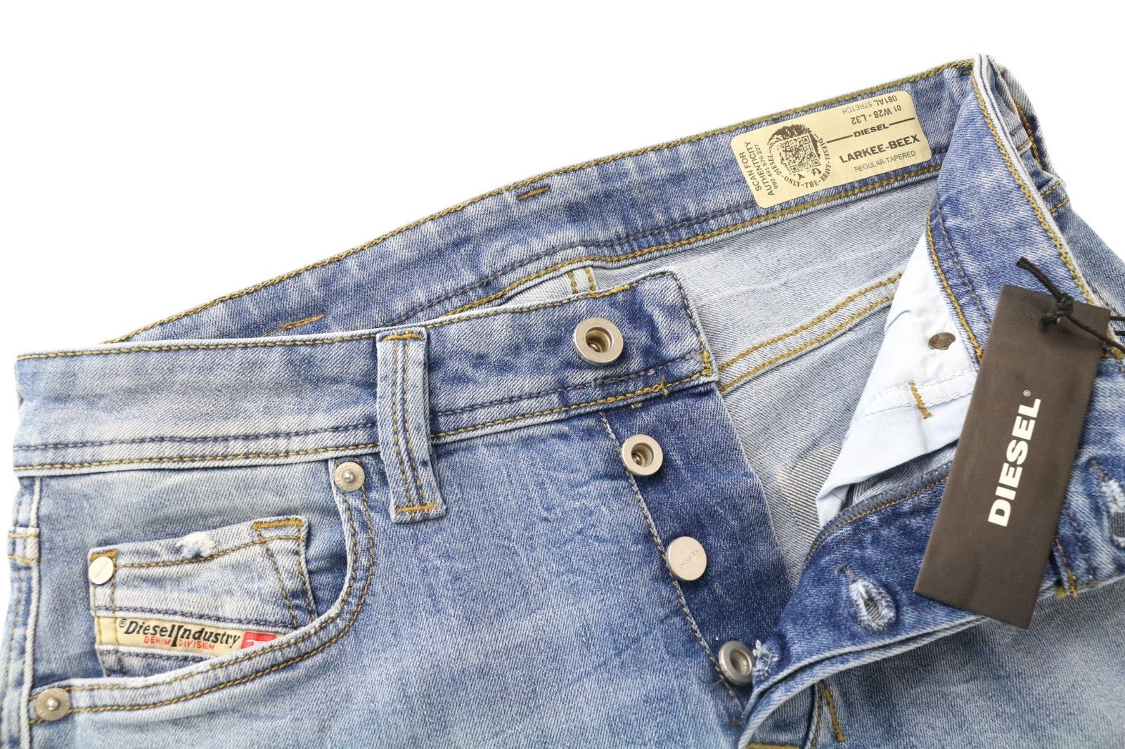DIESEL Larkee-Beex 081AL Men Jeans W28/L32 Tapered Blue Cotton Stretch Washed