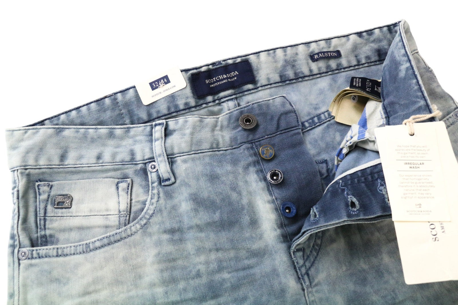 SCOTCH & SODA Ralston Men Jeans W32/L34 Blue Slim Fit Cotton Stretch Washed