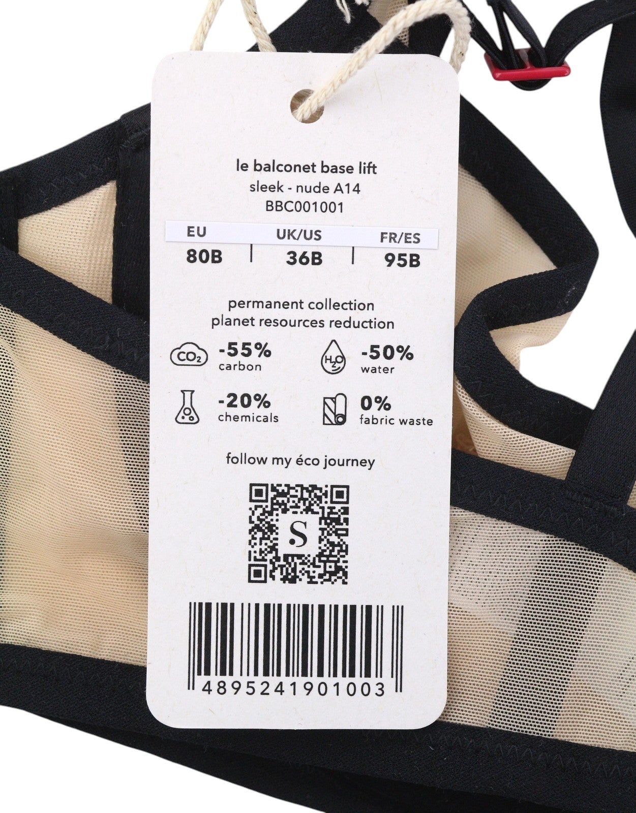 SCANDALE Le Balconet Base Lift Sleek-Nude A14 Women's Bra 80B Sheer Mesh