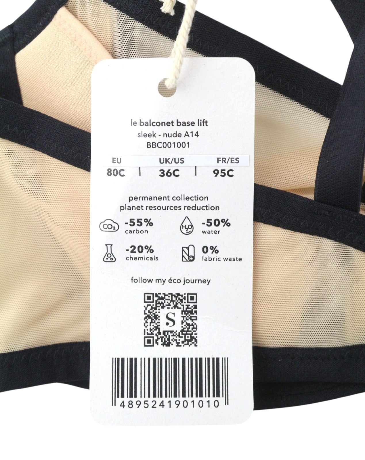 SCANDALE Le Balconet Base Lift Sleek-Nude A14 Women's Bra 80C Sheer Finish