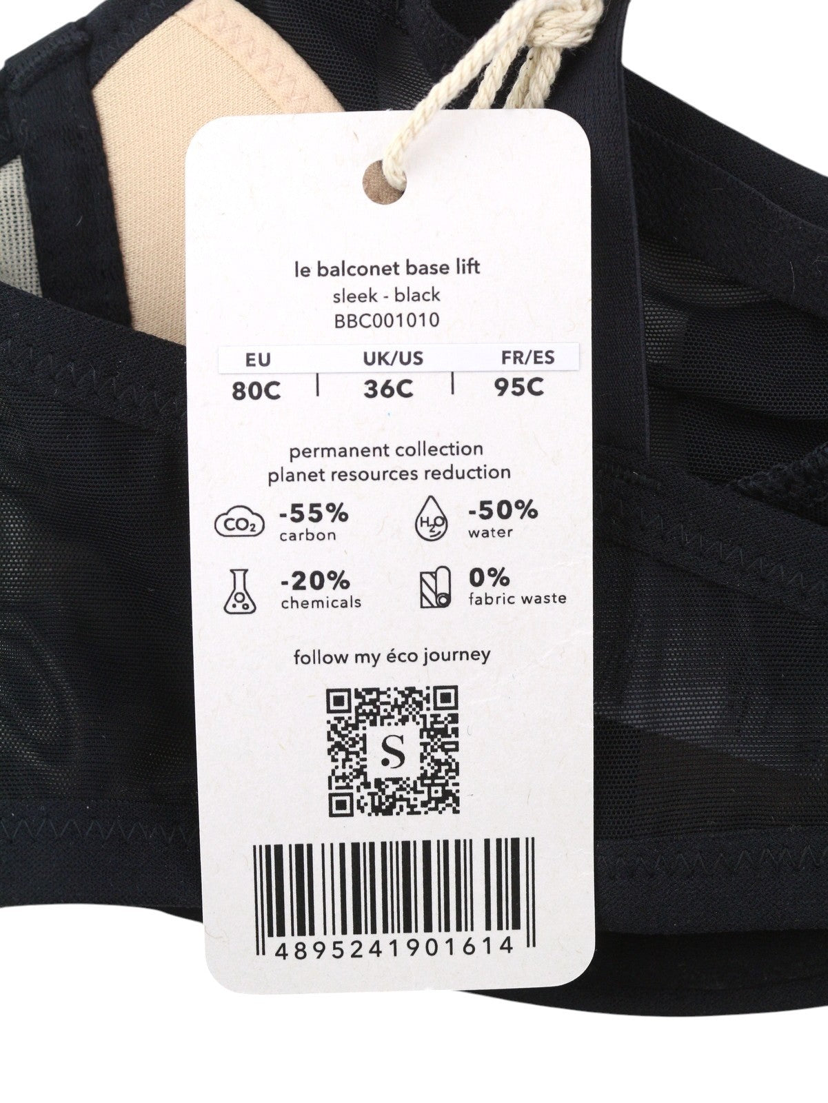 SCANDALE Le Balconet Base Lift Sleek-Black Women's Bra 80C Sheer Finish