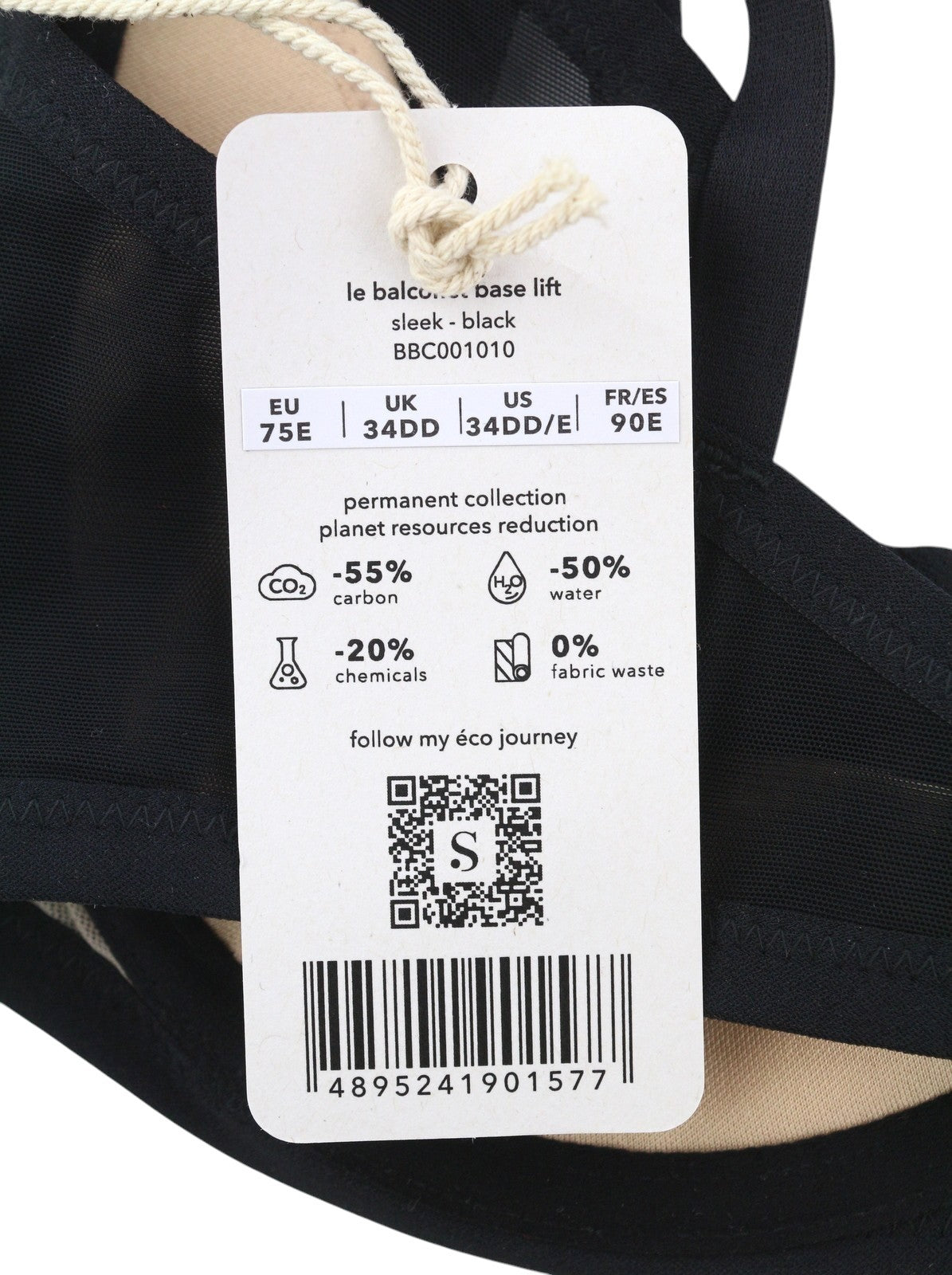 SCANDALE Le Balconet Base Lift Sleek-Black Women's Bra 75E See Through Mesh