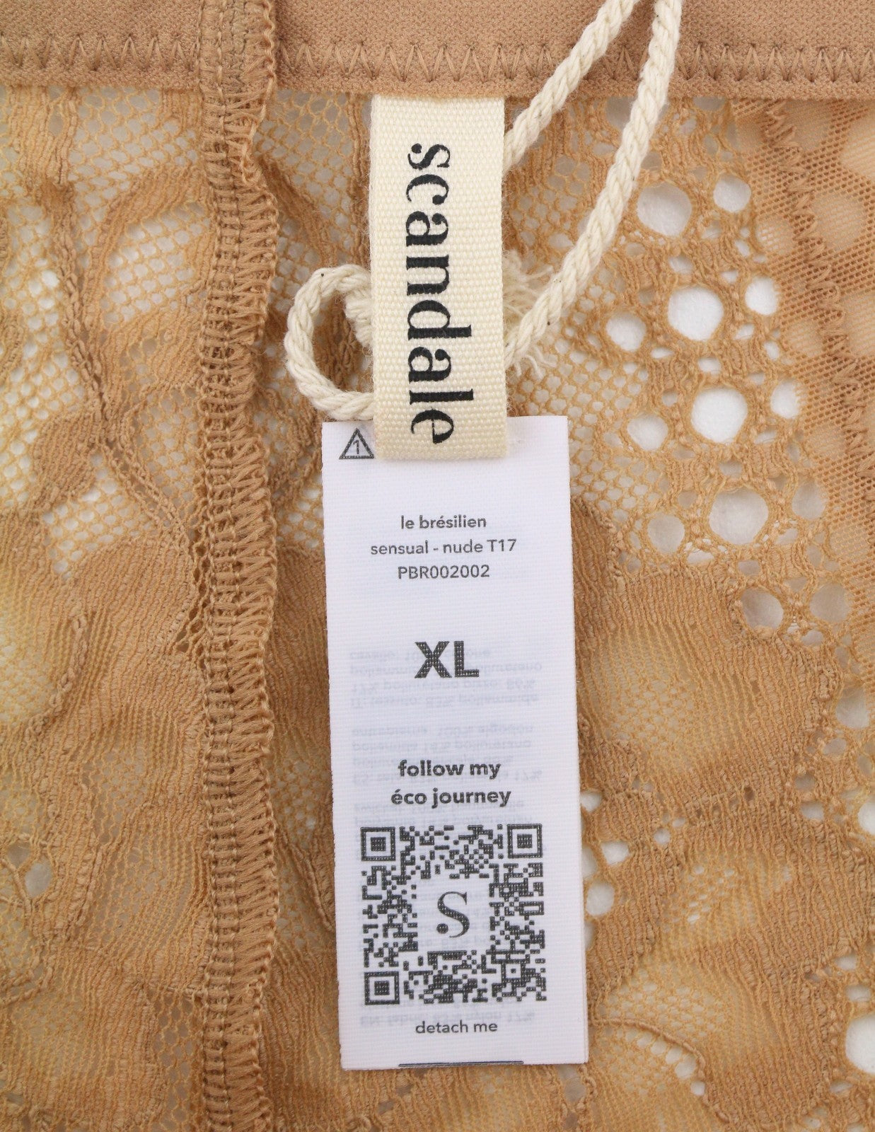 SCANDALE Le Bresilien Sensual-Nude T17 Women's Panties XL Brazilian Lace