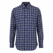 DENHAM Pocket Men Shirt S Blue Flannel-Like Cotton Tartan Check Button-Down