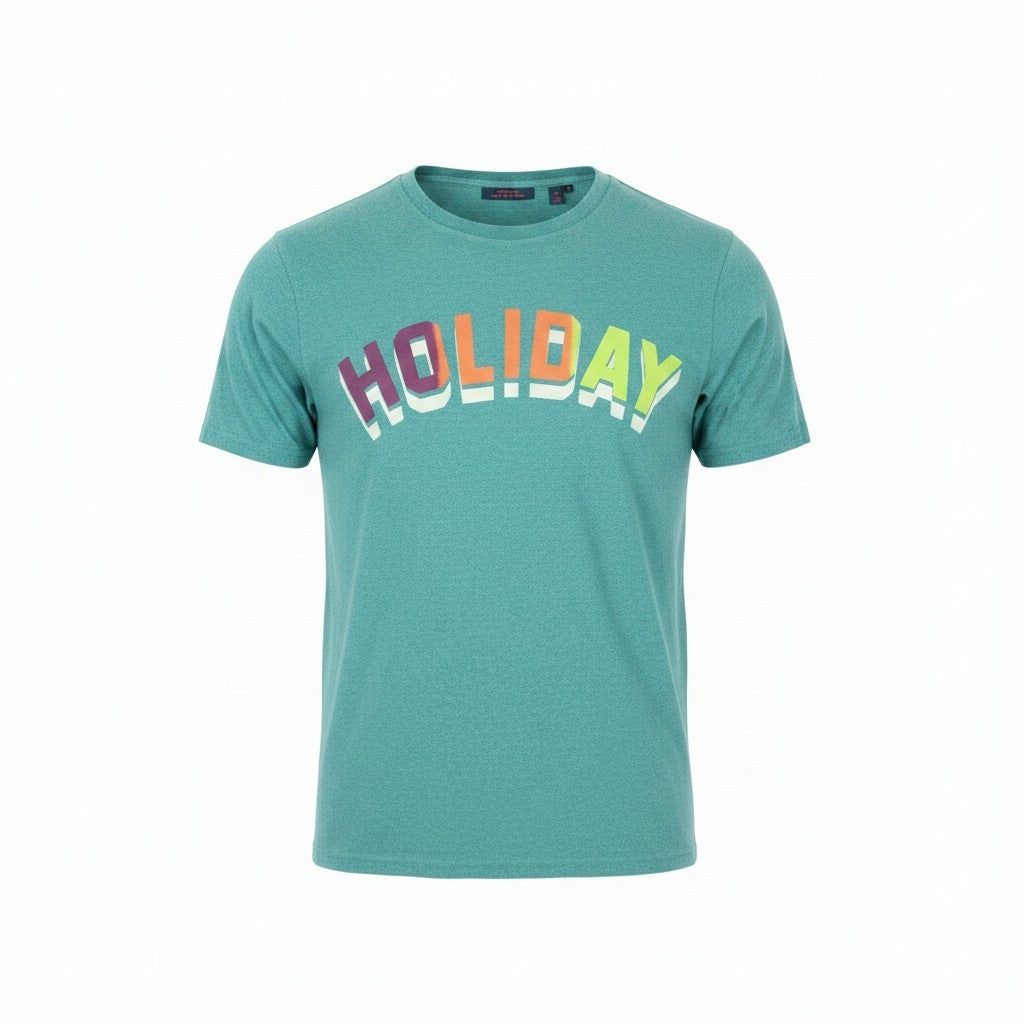 SCOTCH & SODA Men T-Shirt 2XL Seafoam-Green-Like Melange Cotton Crew Neck Logo