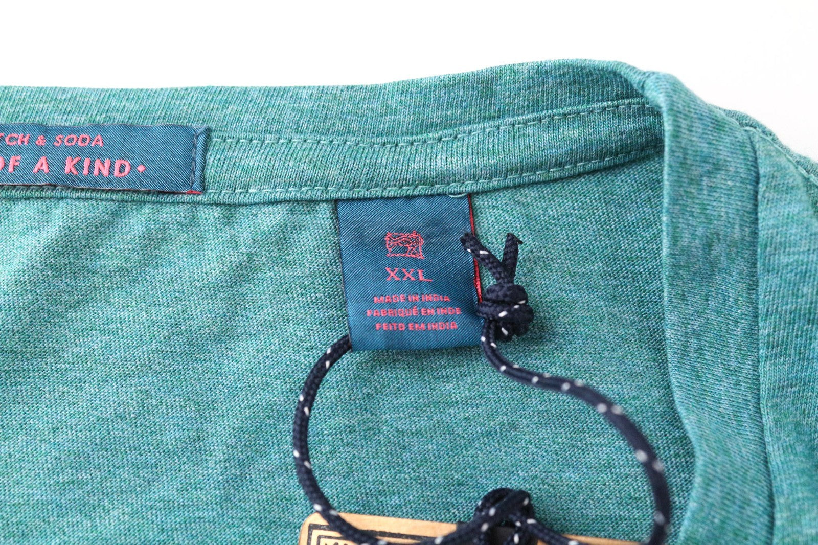 SCOTCH & SODA Men T-Shirt 2XL Seafoam-Green-Like Melange Cotton Crew Neck Logo